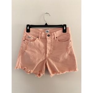 Calvin Klein Pink High Waisted Distressed Shorts